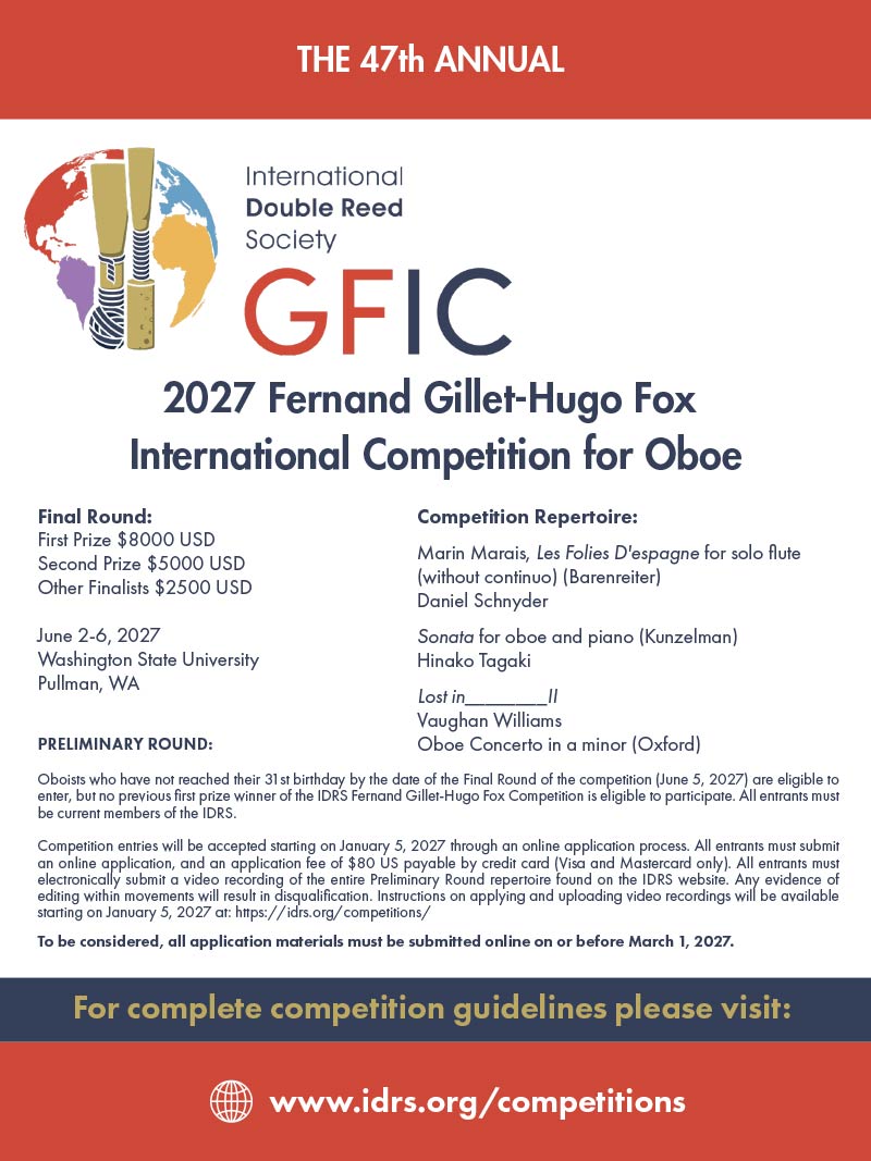 2027 Fernand Gillet-Hugo Fox International Competition for Oboe